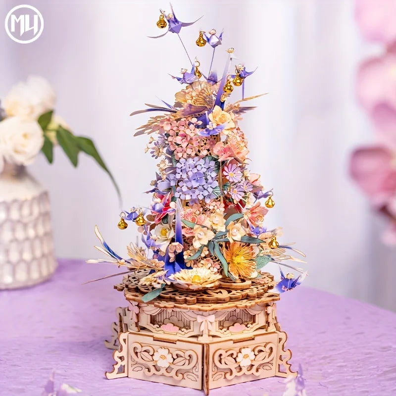 Boîte à musique Drunken Flower Room – Puzzle 3D en métal à assembler