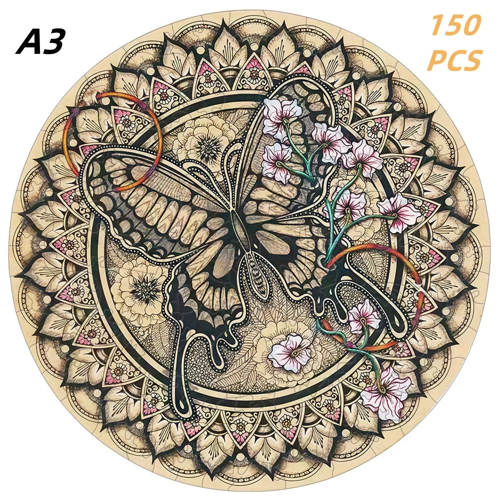 Puzzle en bois – Animaux colorés & motifs artistiques