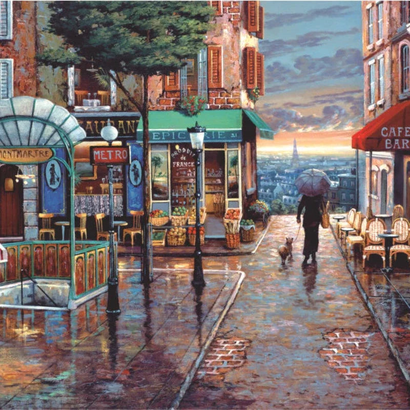 Mini puzzle 1000 pièces – Village romantique façon peinture à l’huile