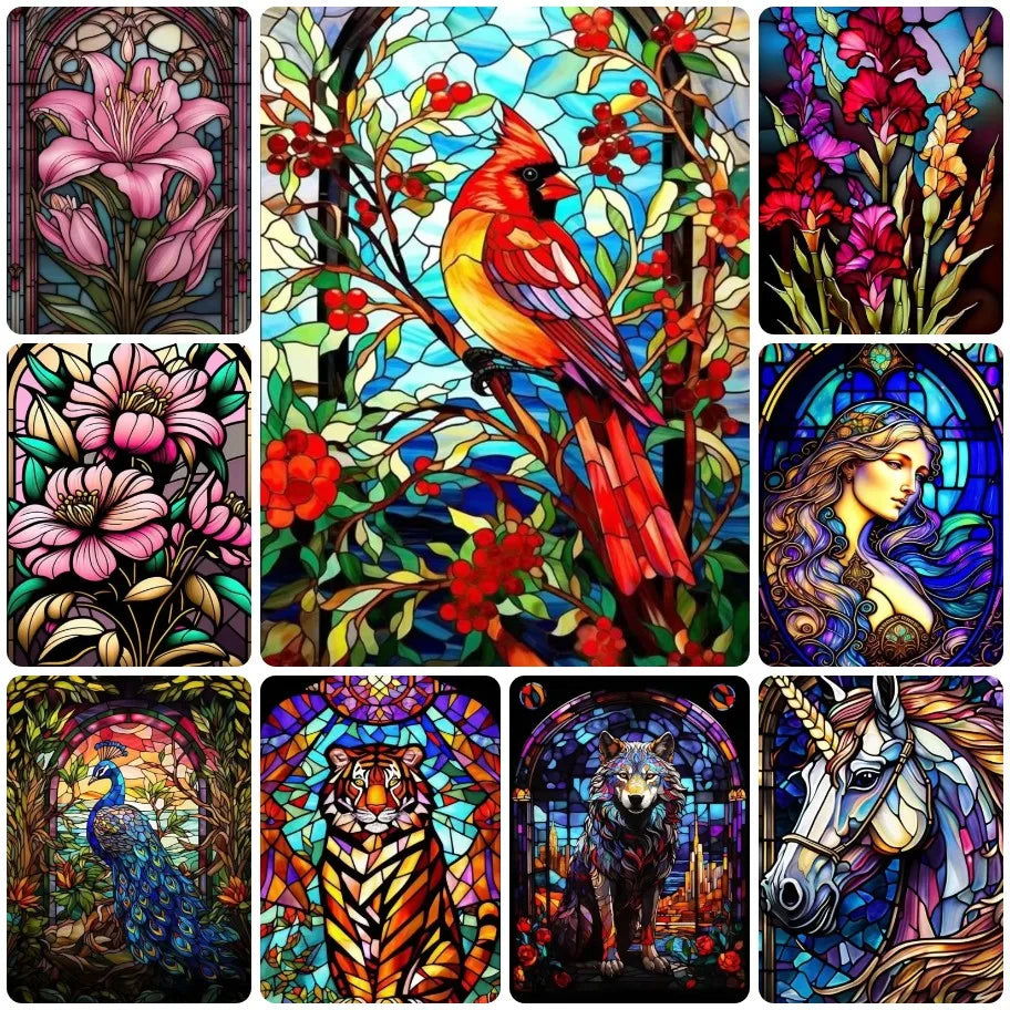 Puzzle Cardinal Rouge Effet Vitrail – Art Mosaïque