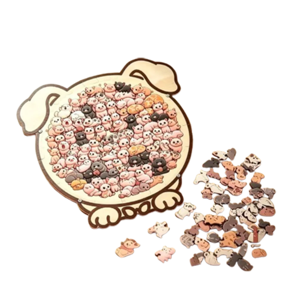 Puzzle en Bois Chat & Chien – Pièces Irrégulières