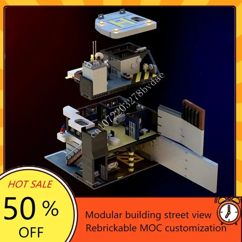 Commissariat de Police MOC en Blocs de Construction – 3009 pièces