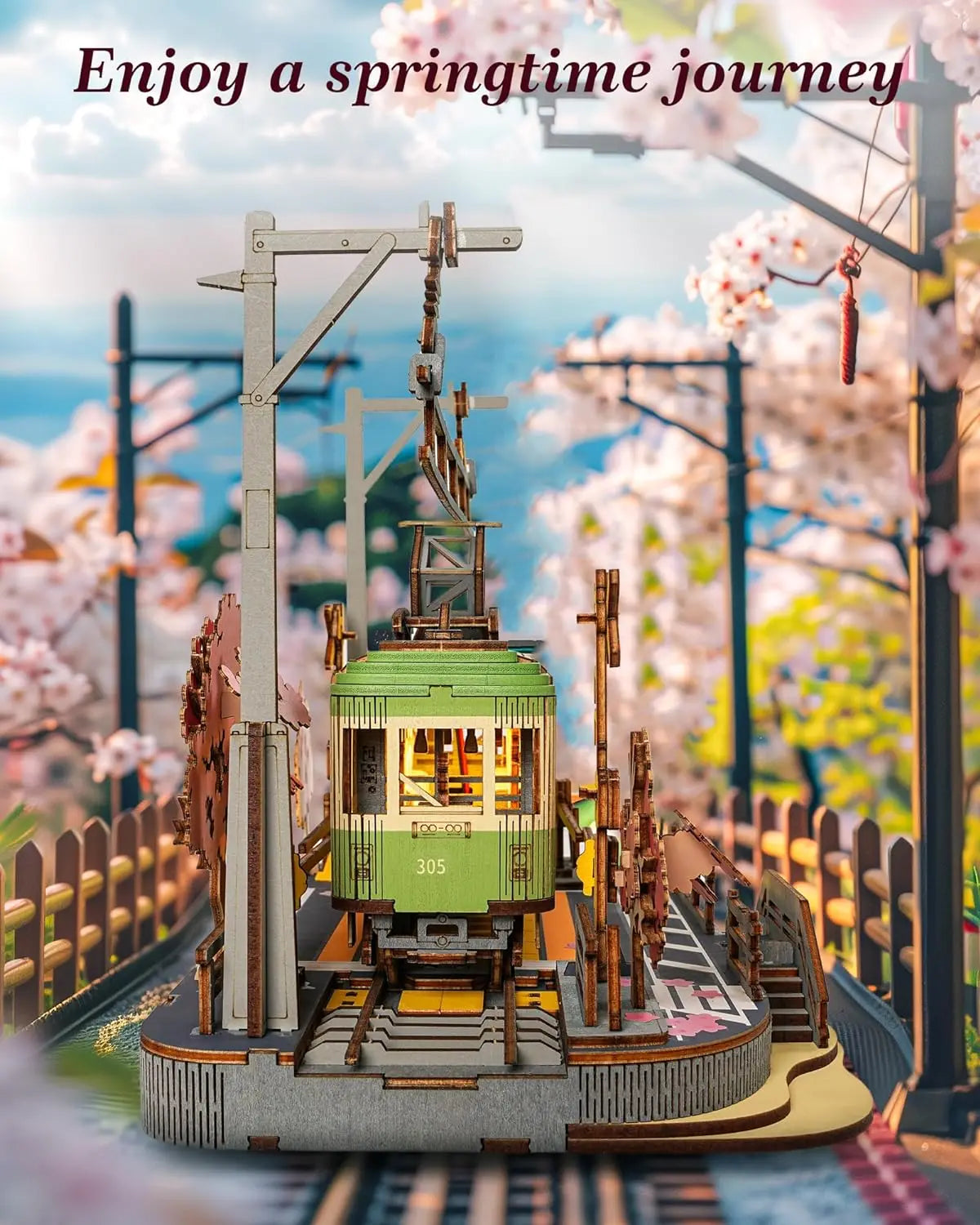 Maquette 3D en Bois avec Tramway & Éclairage LED