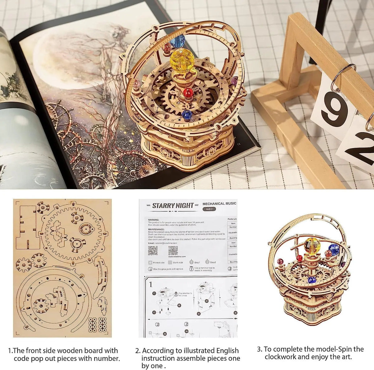 Boîte à musique mécanique – Puzzle 3D en bois à construire