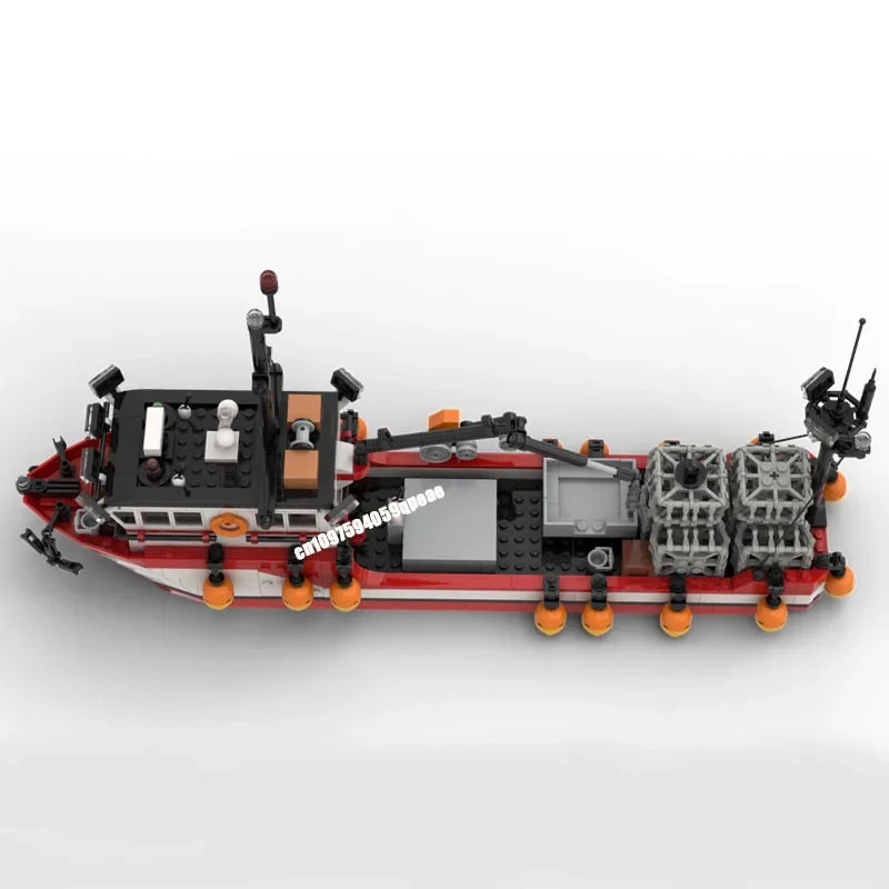 🦀 Bateau de pêche au crabe en briques de construction MOC – 782 pièces