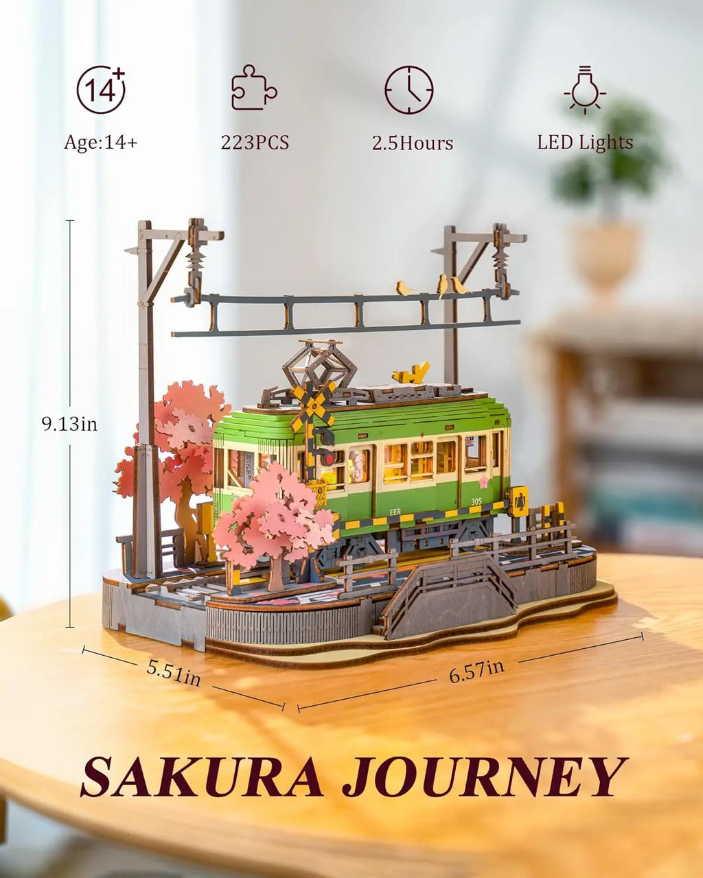 Maquette 3D en Bois avec Tramway & Éclairage LED