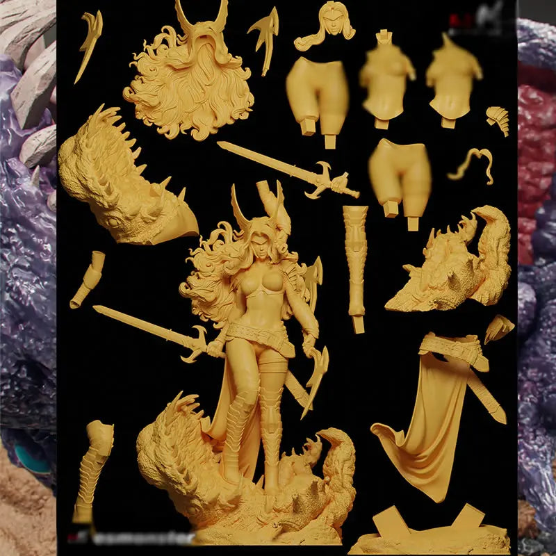 Figurine guerrière fantastique 3D à assembler et à peindre