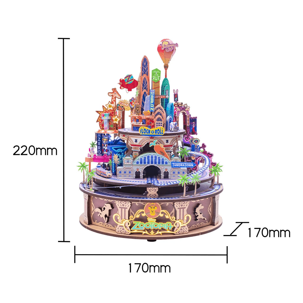 Boîte à Musique Zootopie 3D en Métal – Puzzle DIY à Assembler