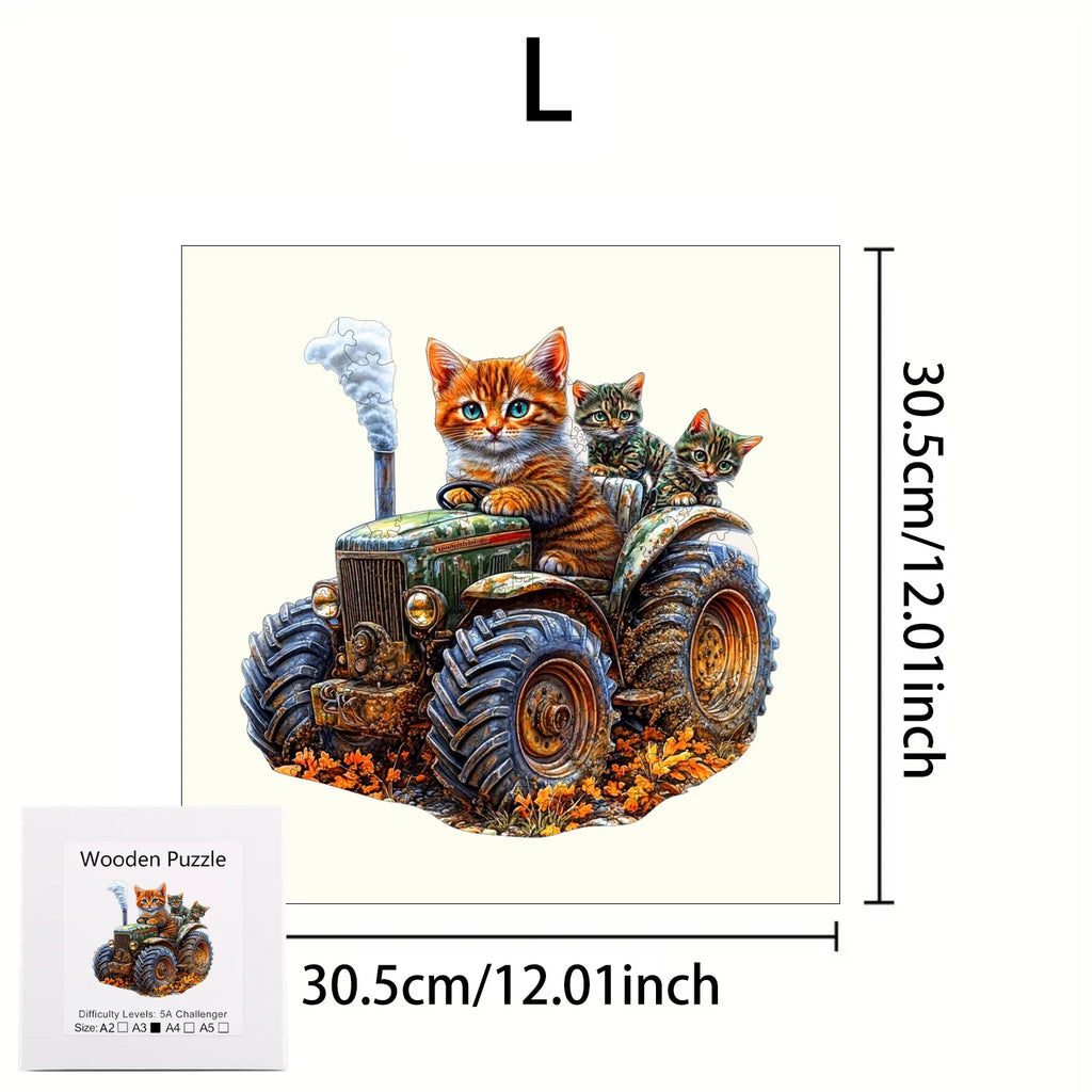 Puzzle en bois animaux – Chat, renard et vache | Pièces aux formes irrégulières
