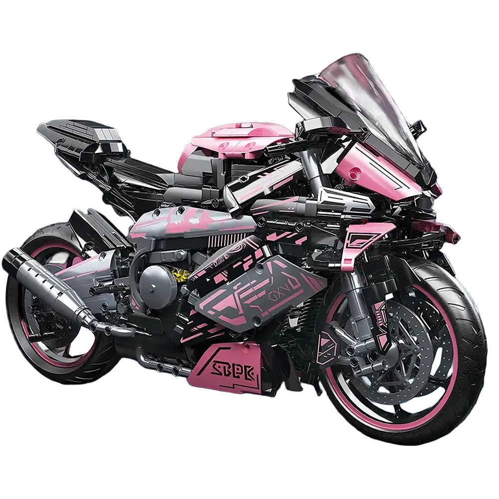 Moto de Sport à Construire – 2 066 Pièces – Modèle Mécanique Rose & Noir