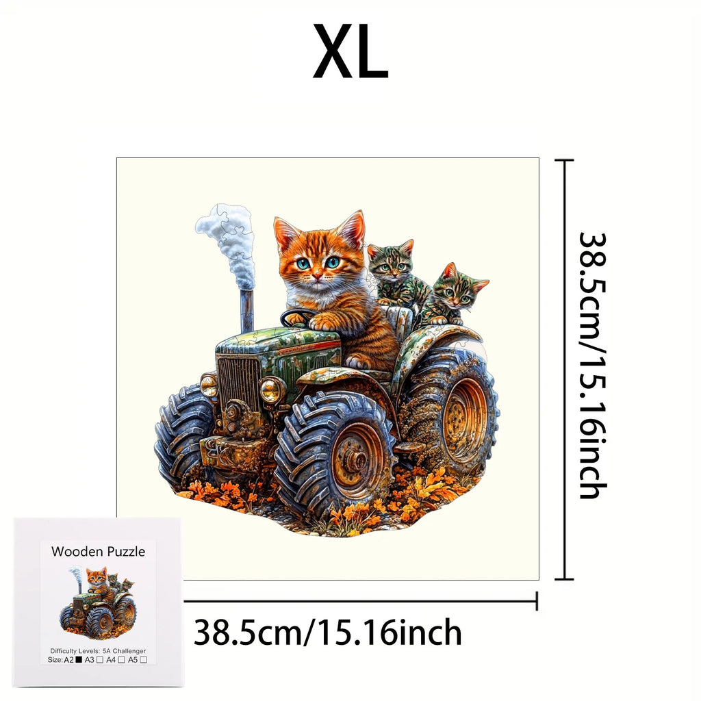 Puzzle en bois animaux – Chat, renard et vache | Pièces aux formes irrégulières