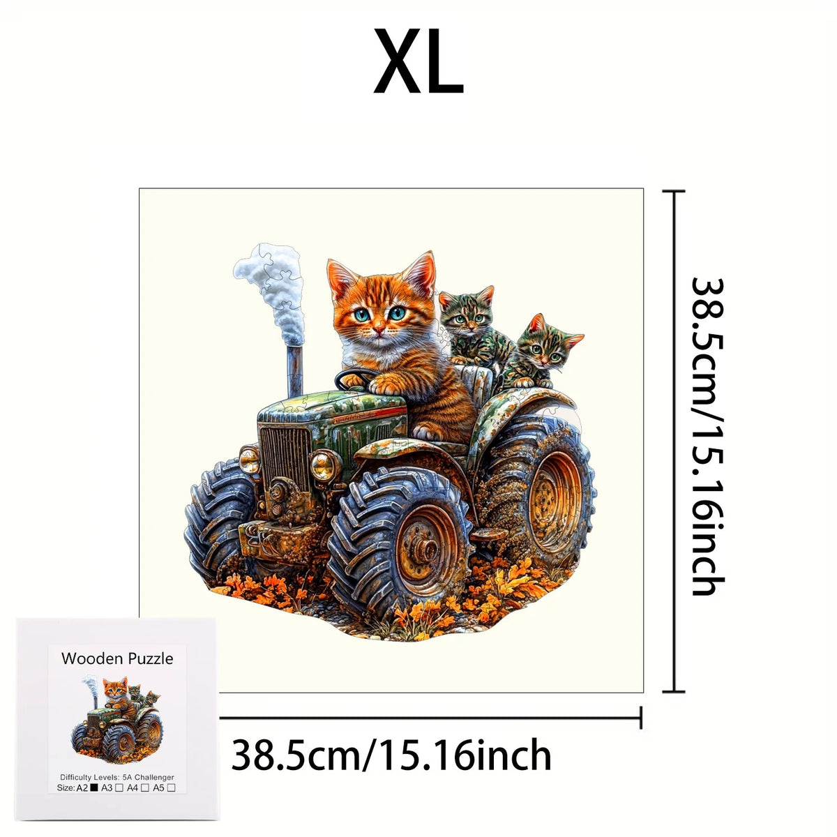 Puzzle en bois animaux – Chat, renard et vache | Pièces aux formes irrégulières