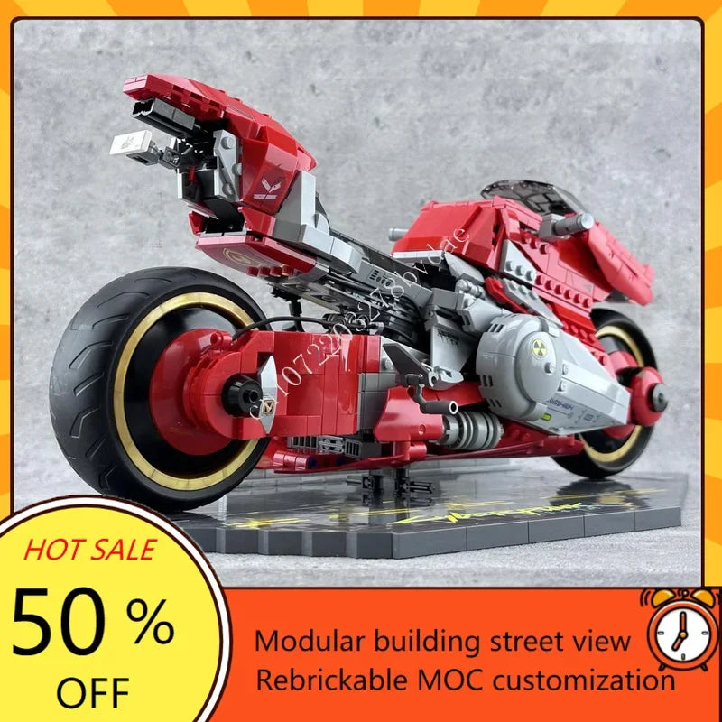 Moto futuriste Cyberpunk MOC – 1 082 pièces
