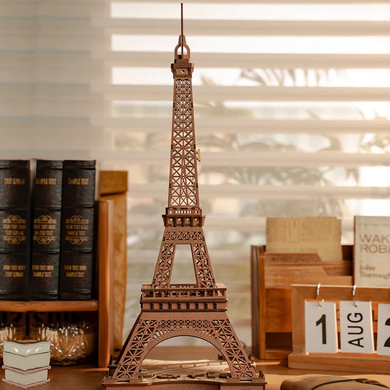 Puzzle 3D en bois Tour Eiffel lumineuse – Maquette DIY à construire