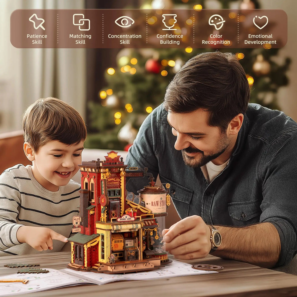 Puzzle 3D en Bois avec Boîte à Musique – Maquette DIY