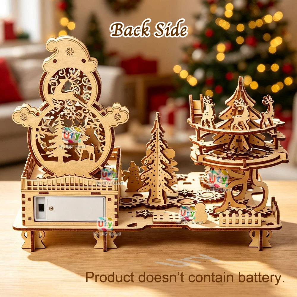 Carrousel Cerf avec Boîte à Musique et Lumière – Puzzle 3D en Bois