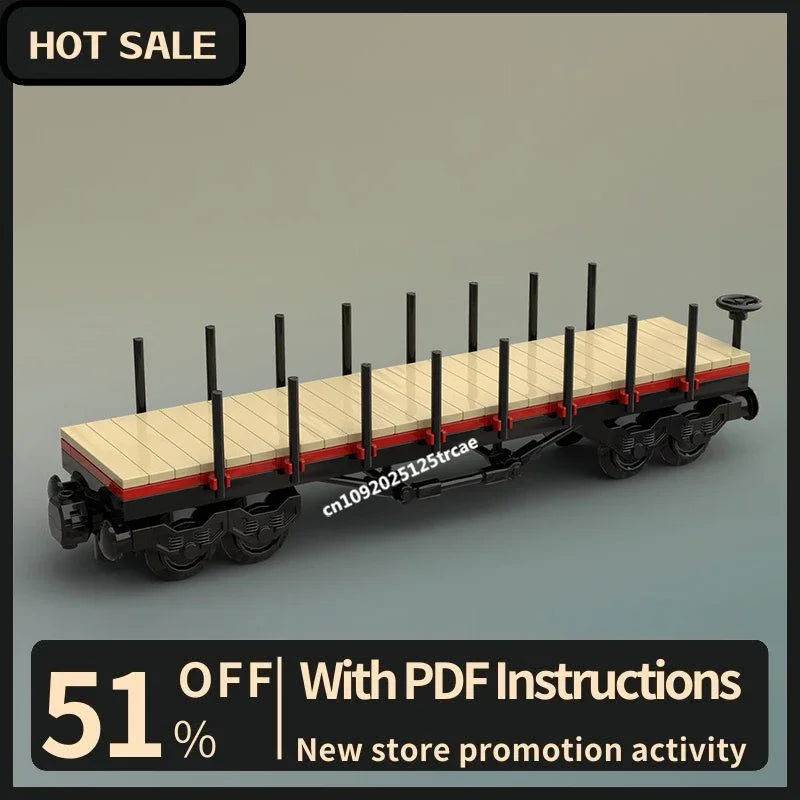 Wagon plat ferroviaire MOC à construire – Modèle de train en briques