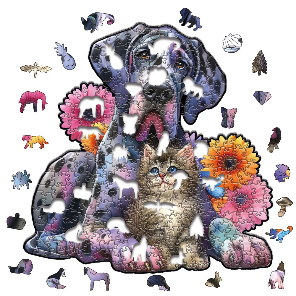 Puzzle 3D en bois – Animaux fantastiques colorés à assembler