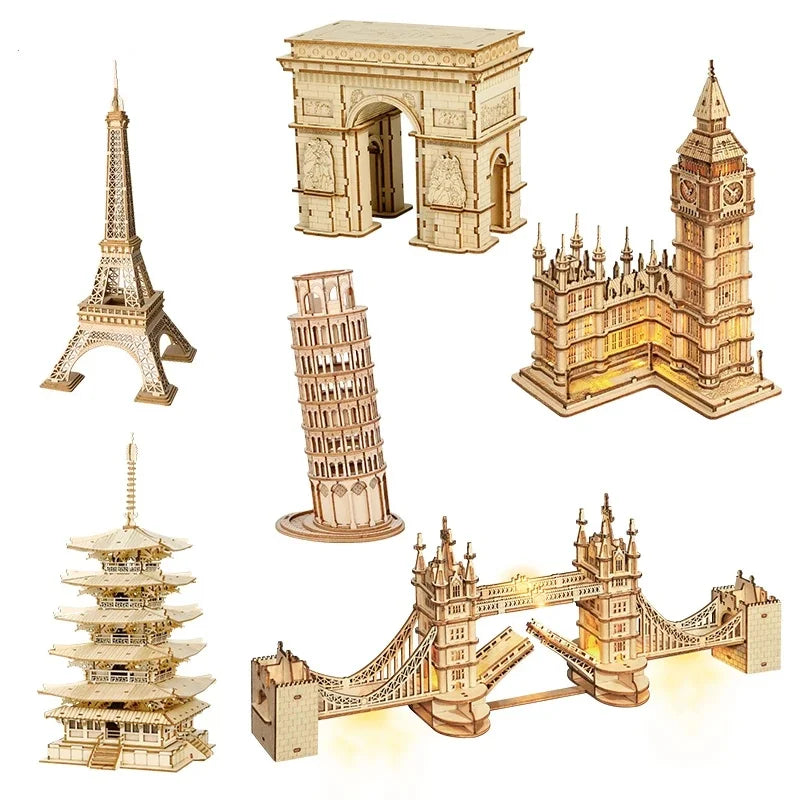 Puzzle 3D en bois – Monuments célèbres du monde