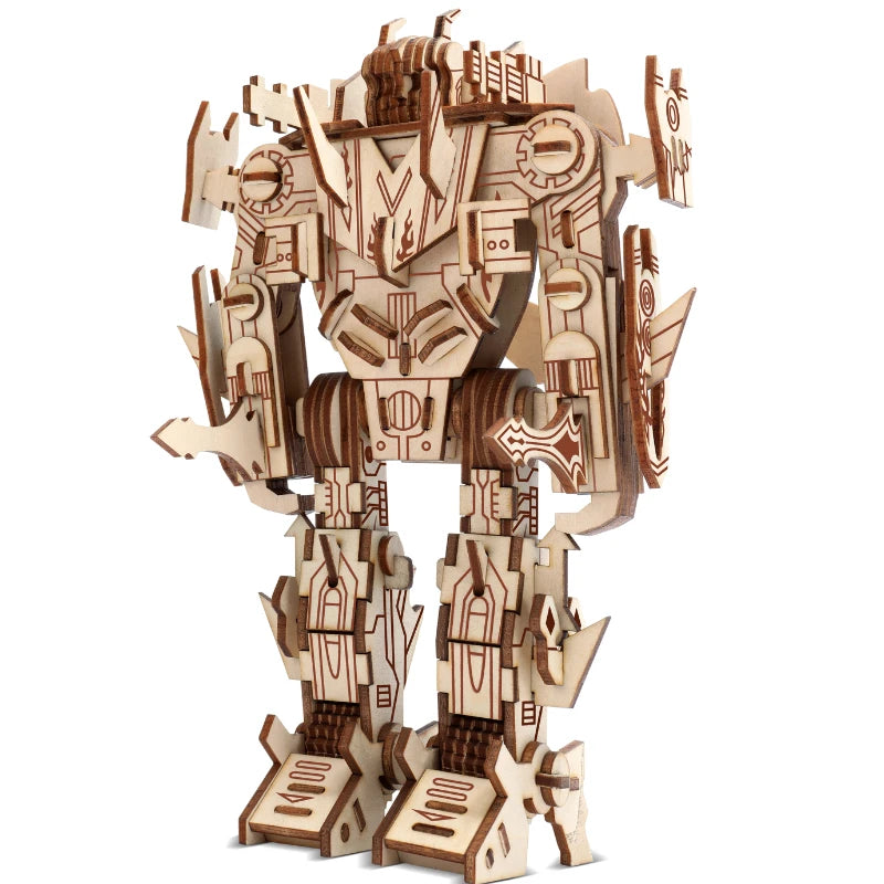 Robot 3D en Bois à Construire – Puzzle Mécanique DIY