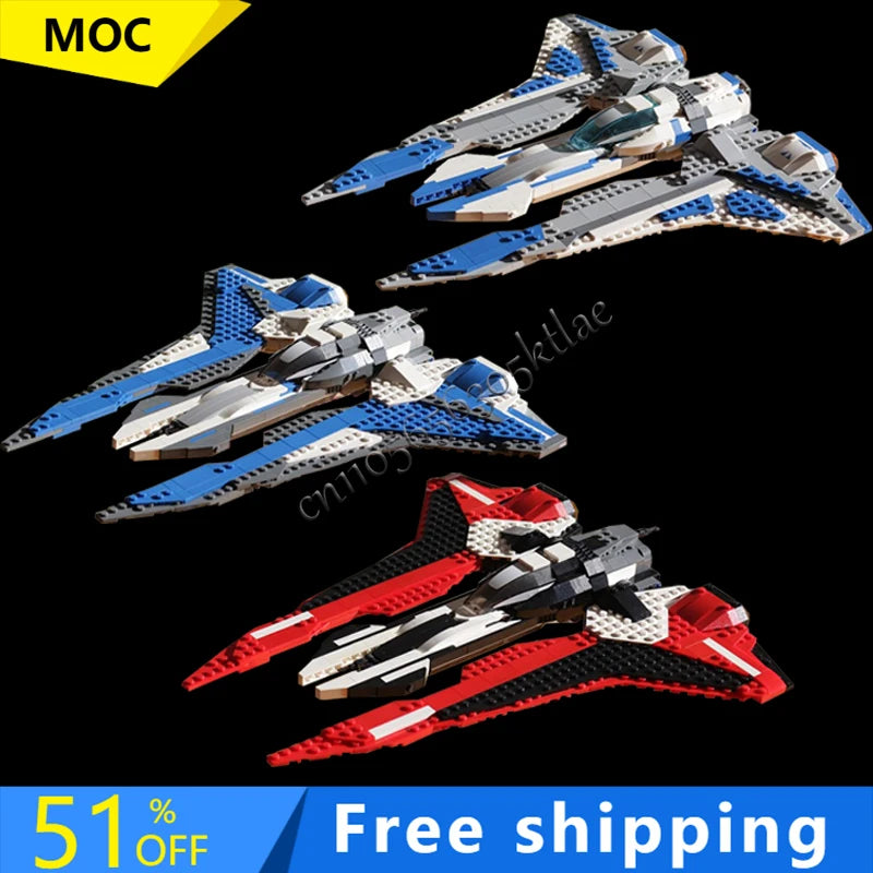 Vaisseau spatial futuriste à ailes mobiles – Kit de construction MOC