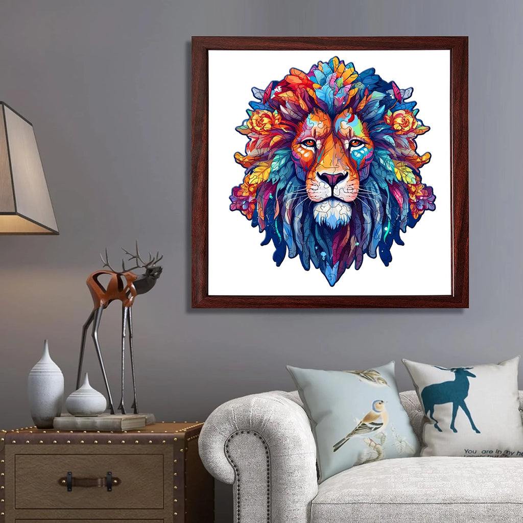 Puzzle Lion Bohème en Bois – Pièces Irrégulières – Adulte