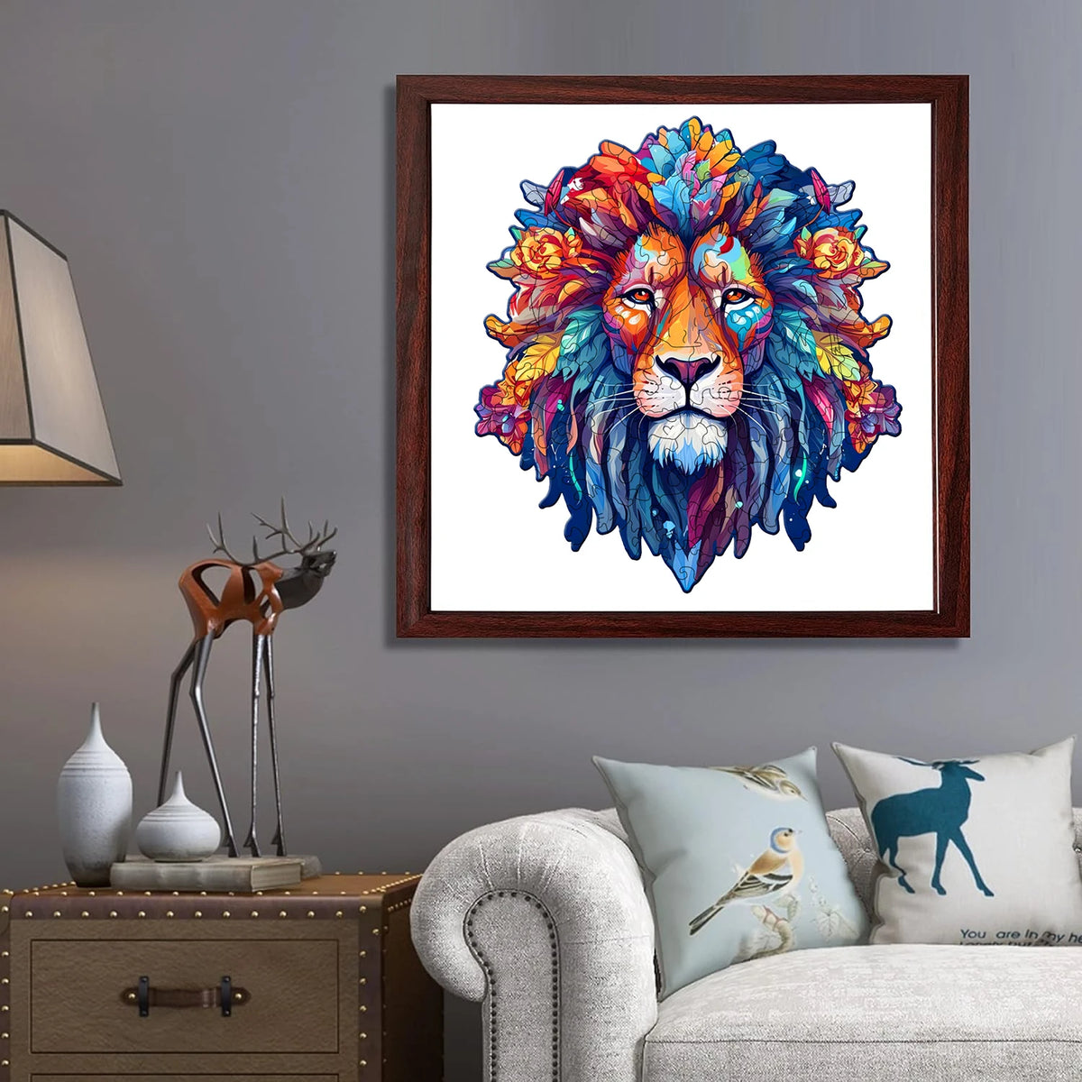 Puzzle Lion Bohème en Bois – Pièces Irrégulières – Adulte