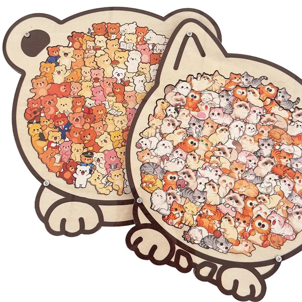 Puzzle en Bois Chat & Chien – Pièces Irrégulières