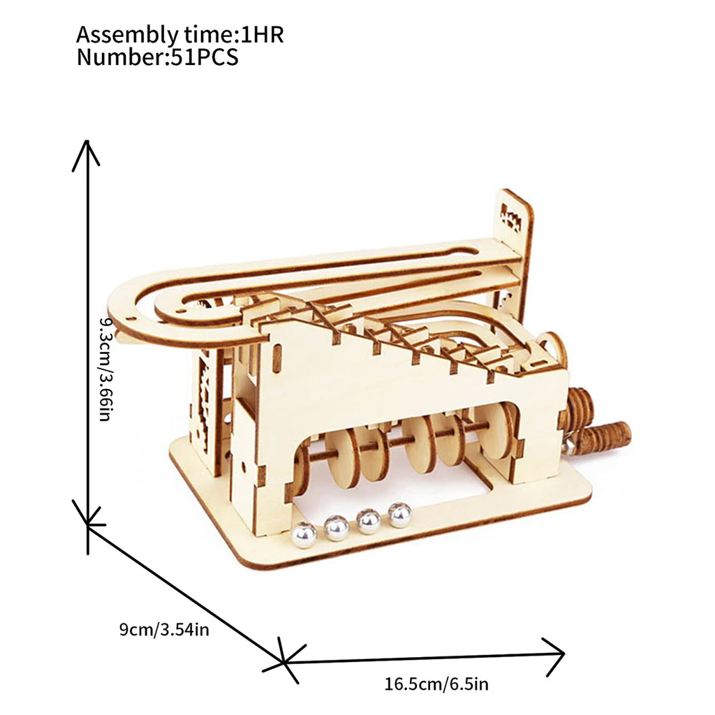 Puzzle 3D en bois Circuit à billes – Maquette mécanique DIY à construire