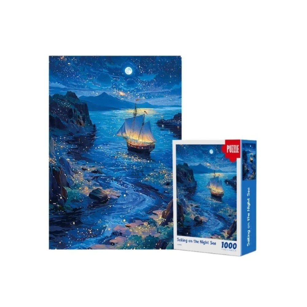 Puzzle Voilier sur Mer Nocturne – 1000 Pièces – 26 × 38 cm