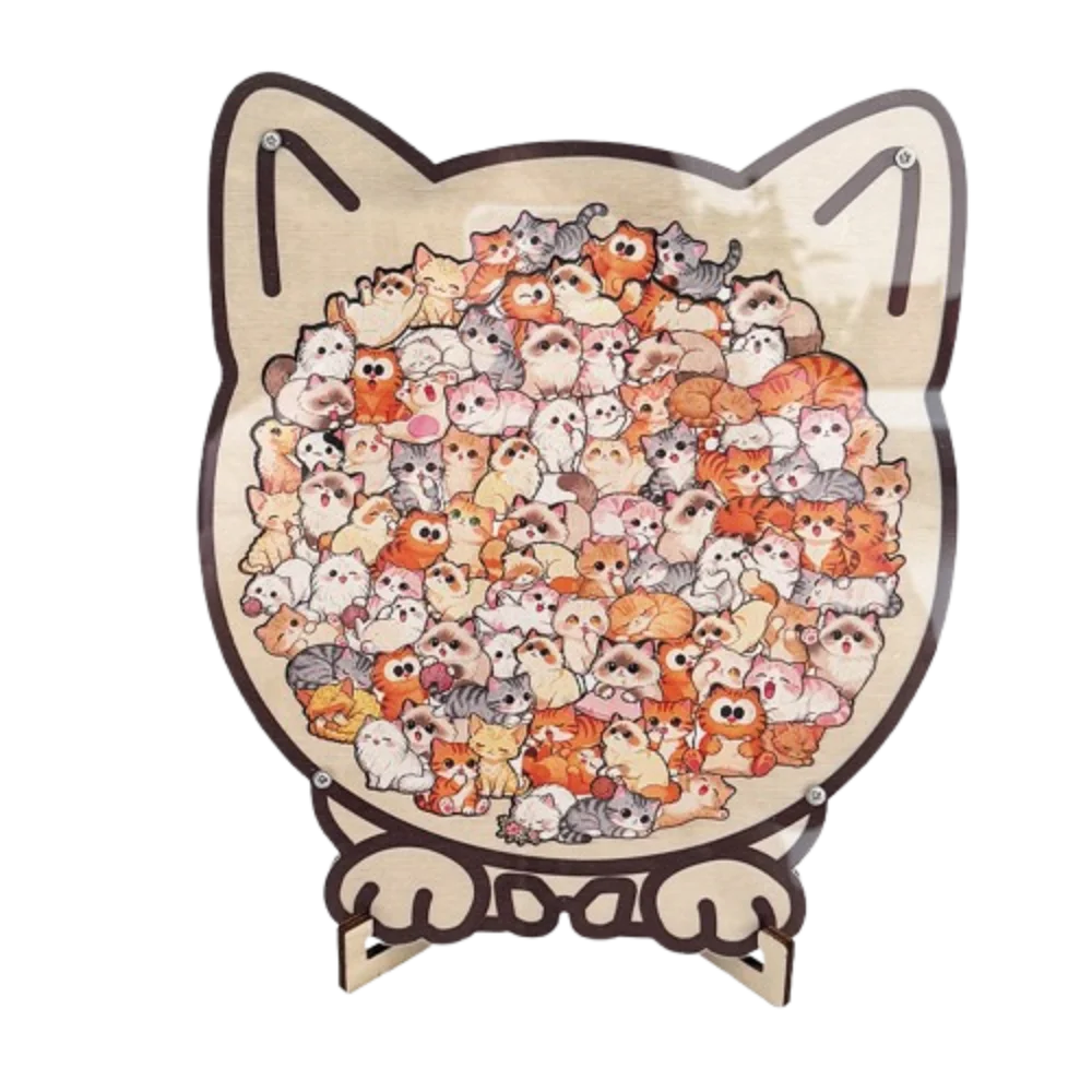 Puzzle en Bois Chat & Chien – Pièces Irrégulières