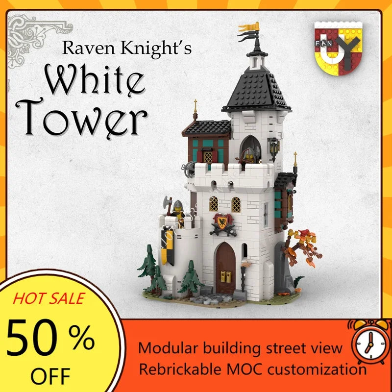 Tour blanche médiévale – Kit de construction MOC 1213 pièces