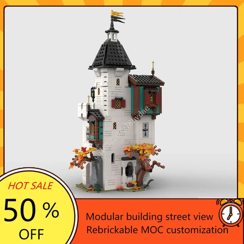 Tour blanche médiévale – Kit de construction MOC 1213 pièces