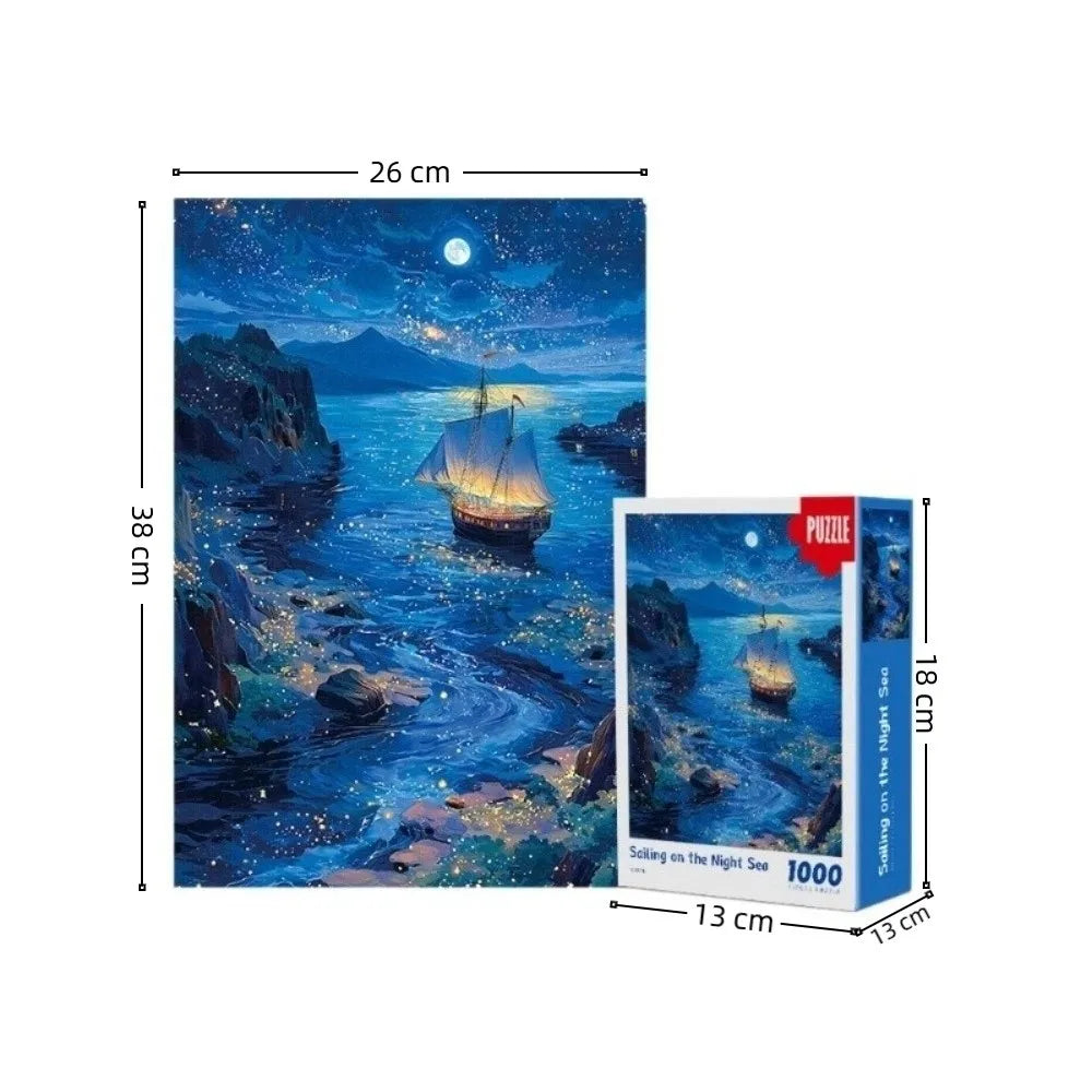 Puzzle Voilier sur Mer Nocturne – 1000 Pièces – 26 × 38 cm