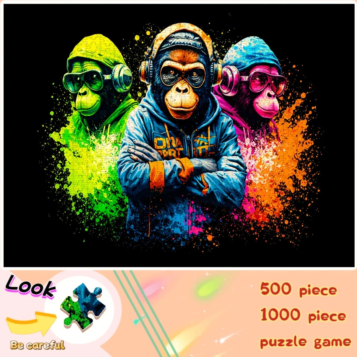 Puzzle Gorille Graffiti Coloré – 500 ou 1000 pièces