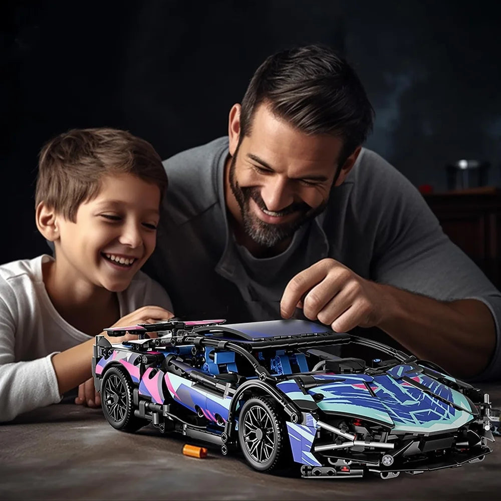 Voiture de Sport 1:14 avec LED – Maquette en Blocs à Construire