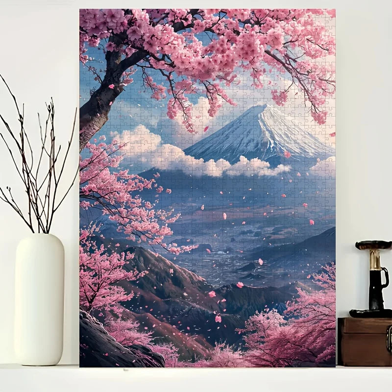 Puzzle Japon 1000 Pièces – Mont Fuji & Cerisiers en Fleurs – Paysage Japonais