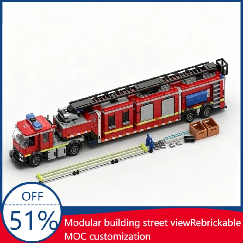 Camion de Pompiers à Construire – 1 250 Pièces – Modèle MOC