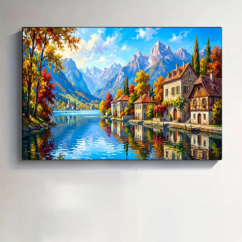 Puzzle paysage de montagne en automne – Illustration artistique – Puzzle adulte