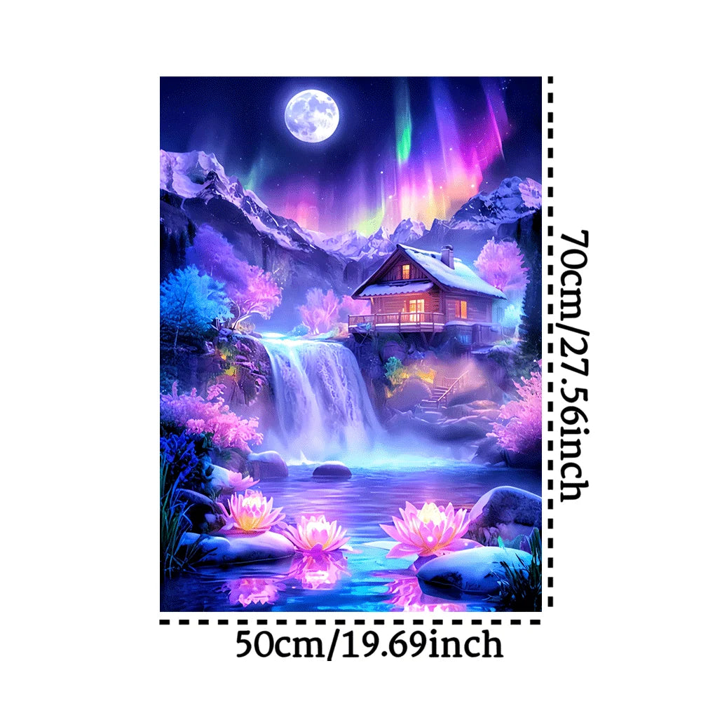 Puzzle Chalet sous les Aurores Boréales – Paysage Fantastique
