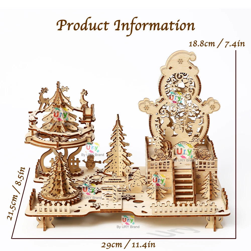 Carrousel Cerf avec Boîte à Musique et Lumière – Puzzle 3D en Bois