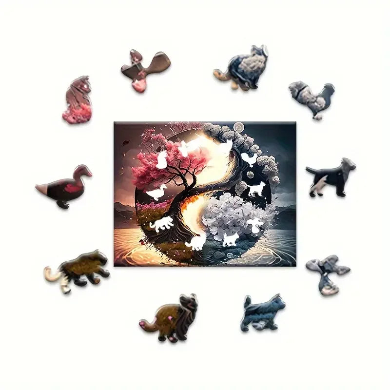 Puzzle en Bois Arbre de Vie Yin & Yang – Pièces Uniques pour Adultes