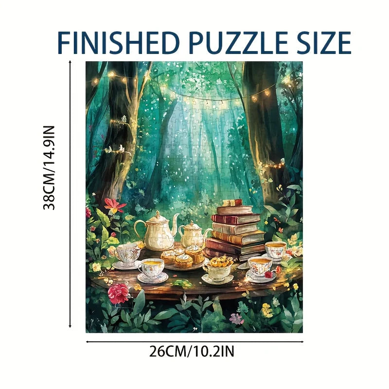 Puzzle 1 000 pièces – Thé enchanté en forêt, 38 × 26 cm