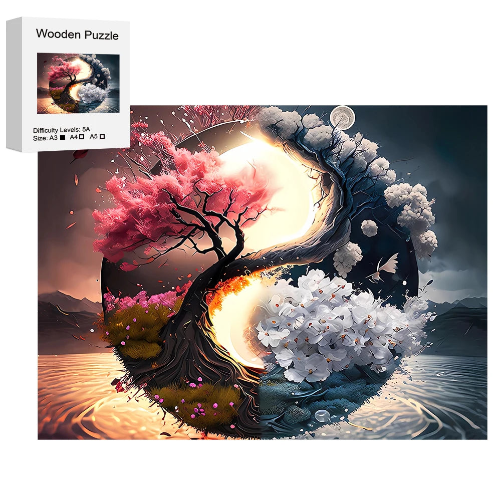 Puzzle en Bois Arbre de Vie Yin & Yang – Pièces Uniques pour Adultes