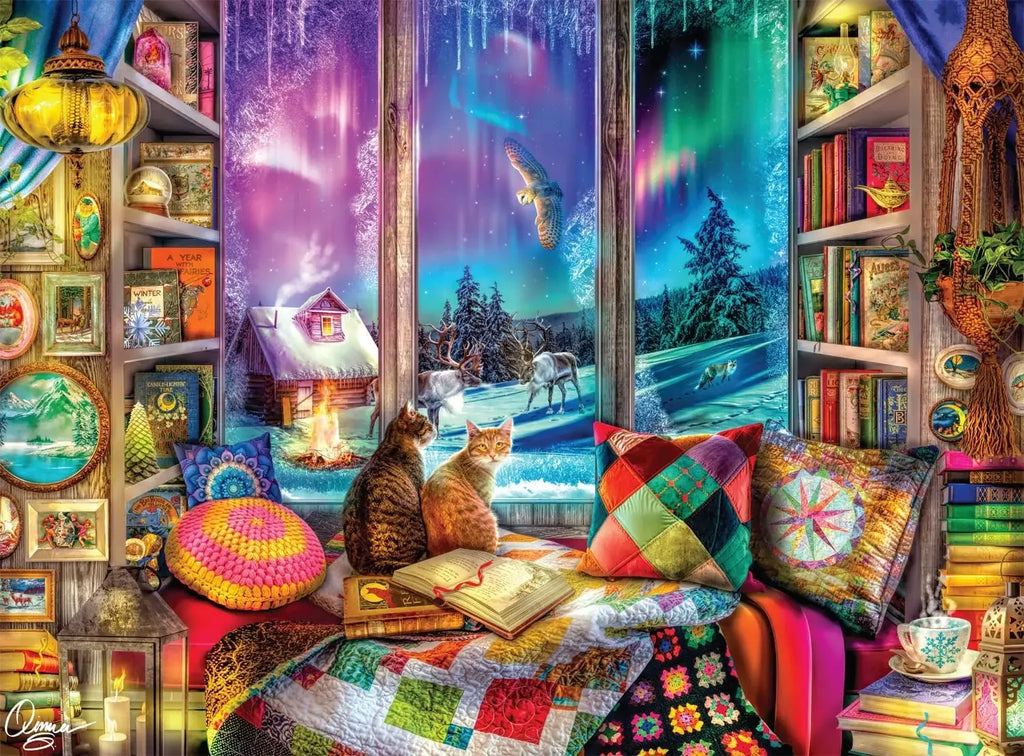 Puzzle Adulte Aurores Boréales & Chalet d’Hiver – 1000 à 1500 Pièces