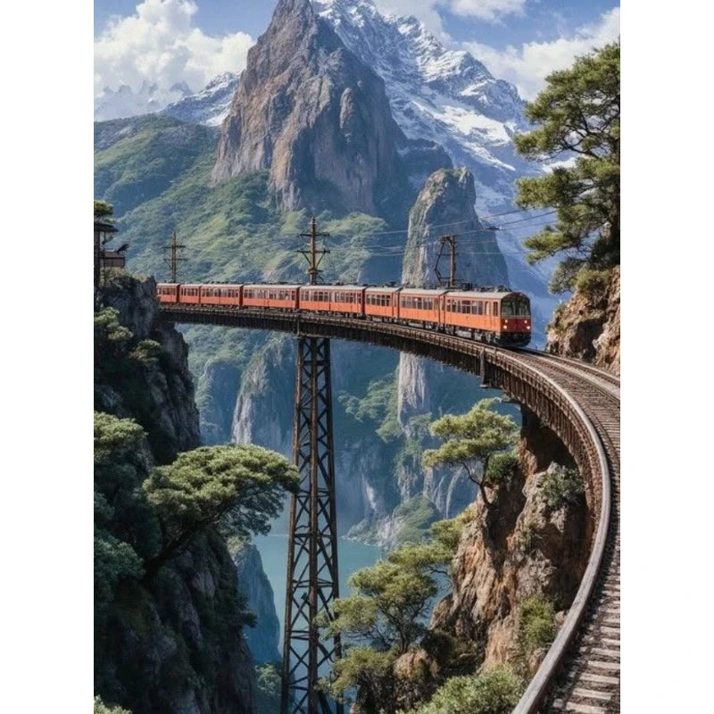 Puzzle train de montagne – 500, 1 000, 1 200 ou 2 000 pièces