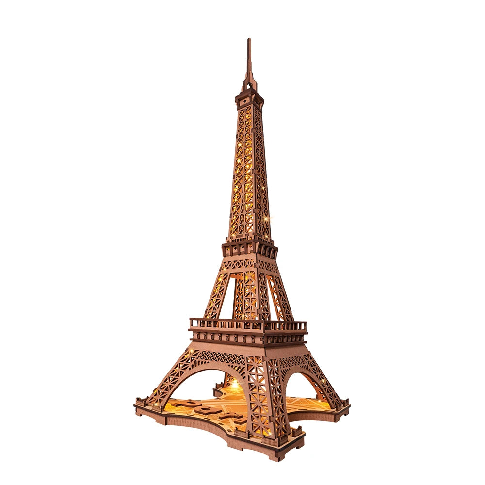 Puzzle 3D en bois Tour Eiffel lumineuse – Maquette DIY à construire