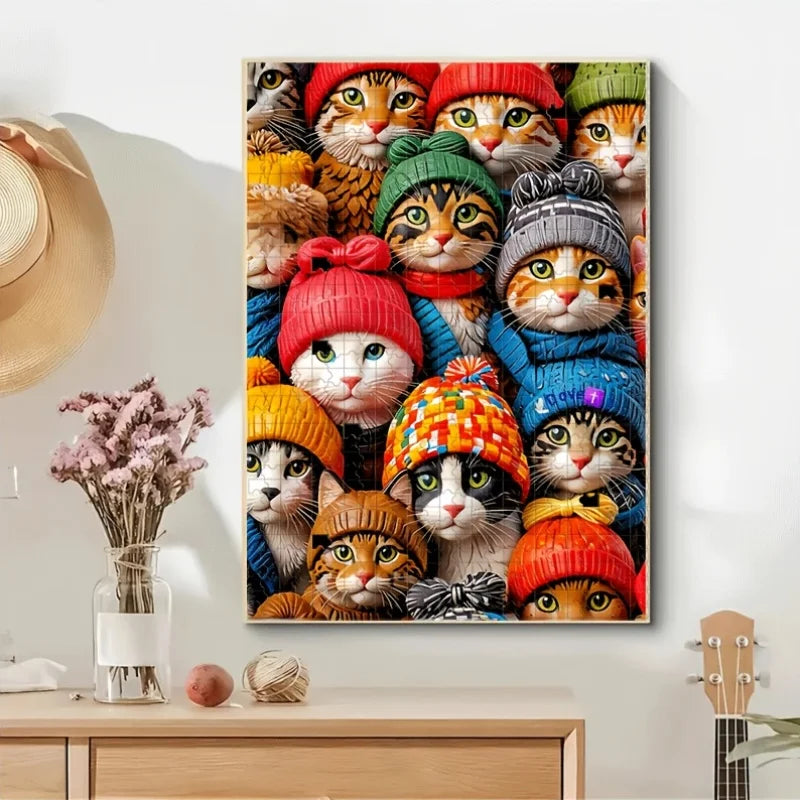 Puzzle Chat Adorable en Hiver – 500 ou 1000 Pièces – Puzzle Adulte & Famille