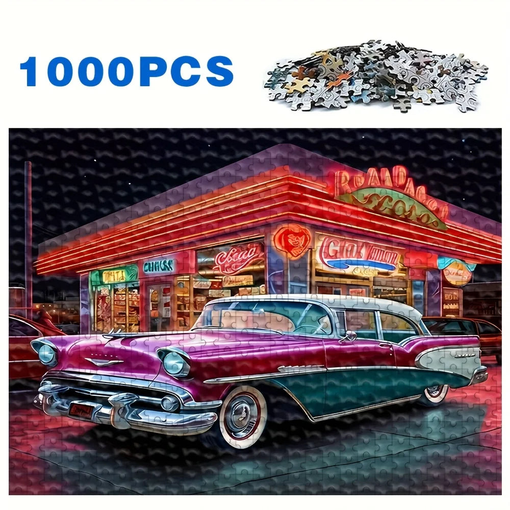 Puzzle Rétro Américain – Voiture Vintage – 500 à 2000 pièces