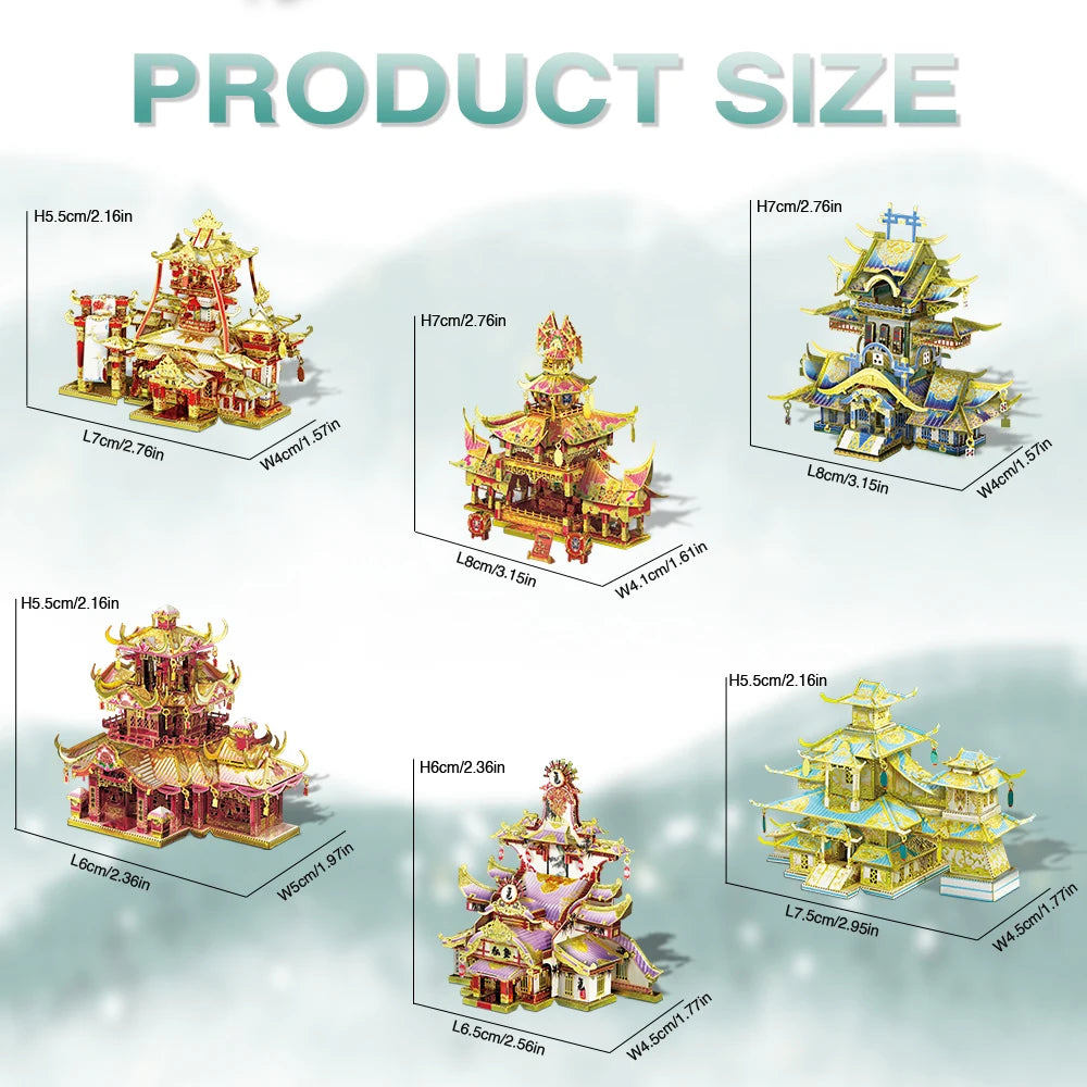 Puzzle 3D en métal – Temple chinois traditionnel à assembler